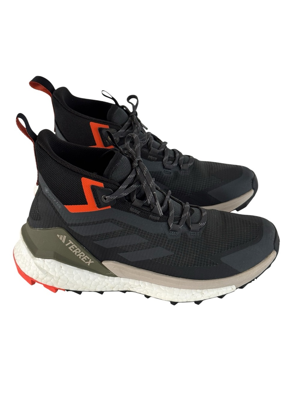Adidas Men's Terrex Free Hiker Gore-TEX 2.0 Hiking Shoes Green/Orange/ Blk 7.5